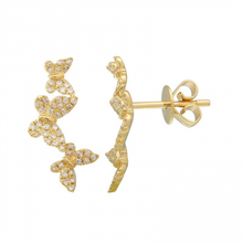 Load image into Gallery viewer, 14K Gold Butterfly Diamond Earrings
