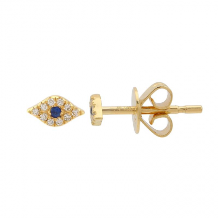 14K Gold Evil Eye Diamond Earrings (for second hole only)