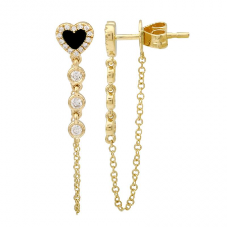 14K Yellow Gold Onyx Earrings