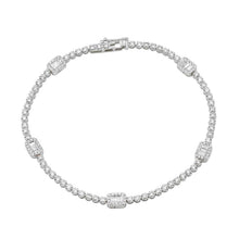 Load image into Gallery viewer, 14K White Gold Diamond Emerald Shape Bracelet
