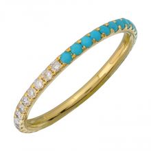 Load image into Gallery viewer, 14K Yellow Gold Half Turquoise &amp; Half Diamond Ring
