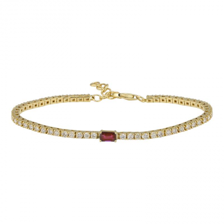 14K Yellow Gold & Ruby Diamond Tennis Bracelet
