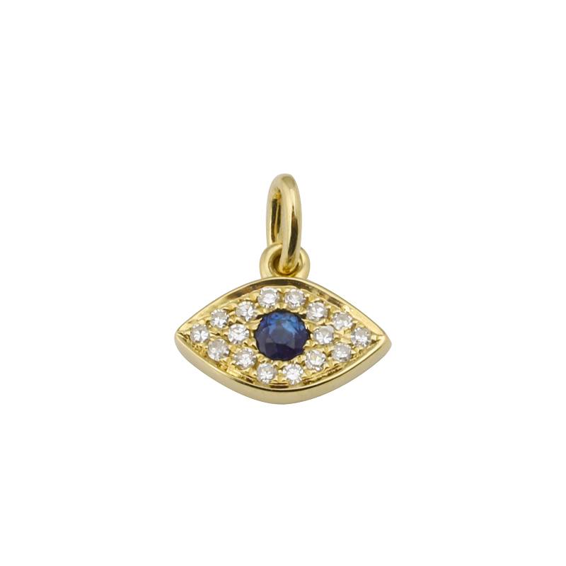 14K Yellow Gold Evil Eye Charm