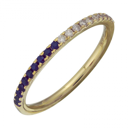 14k Yellow Gold Half Sapphire & Half Diamond Ring