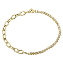 Load image into Gallery viewer, 14K Gold Diamond Half Link Half Diamond Tennis Bracelet
