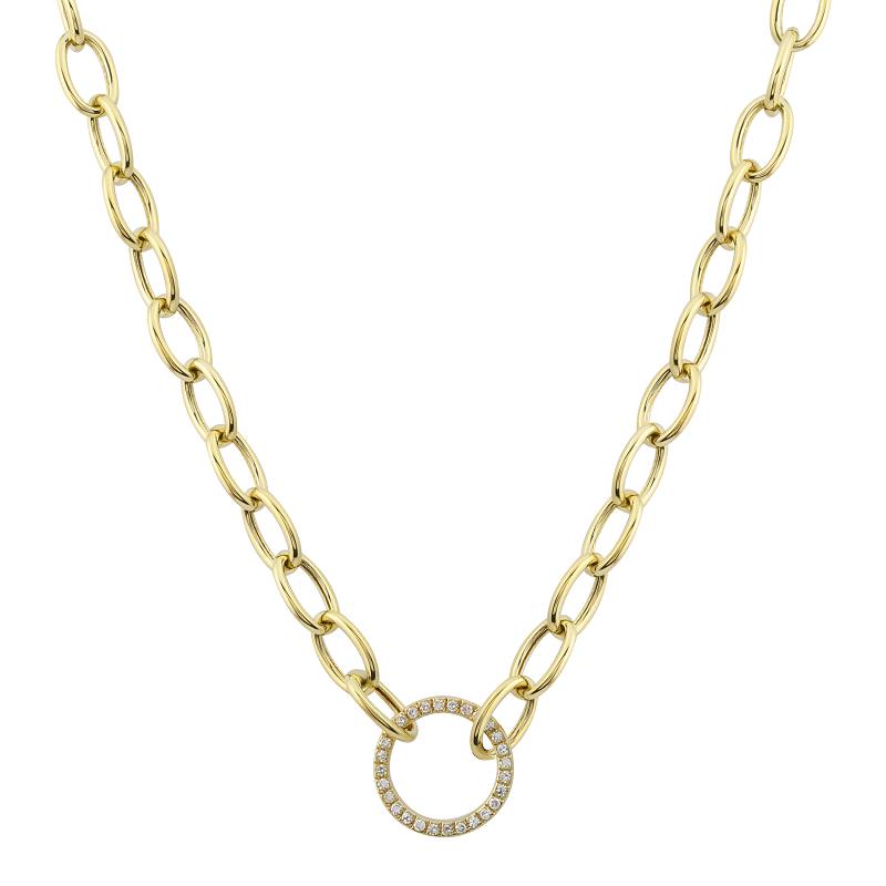 14K Yellow Gold Diamond Chain Link Necklace