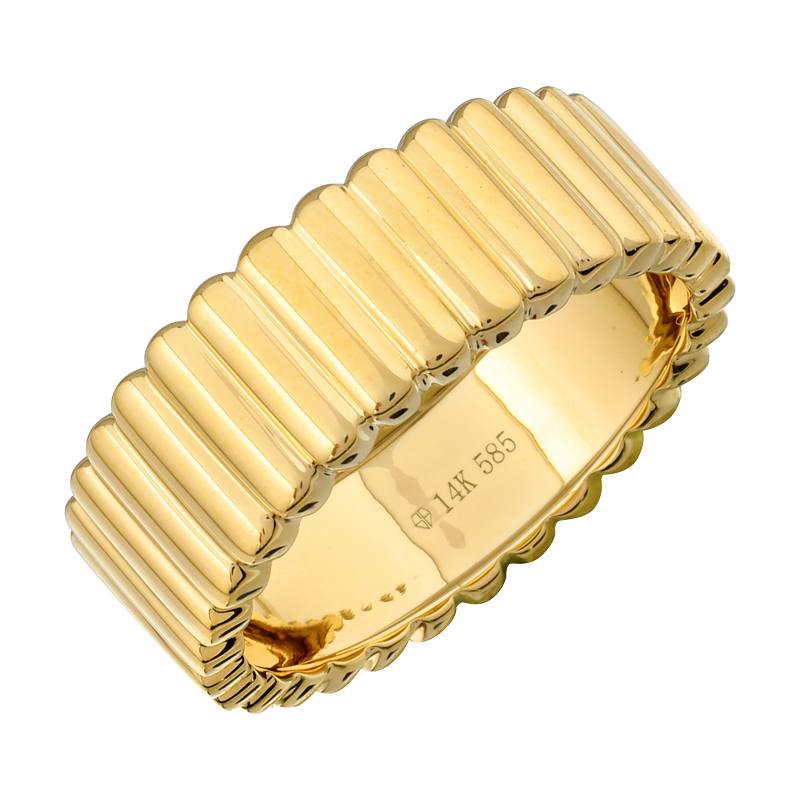 14k Yellow Gold Fluted Cigar Ring
