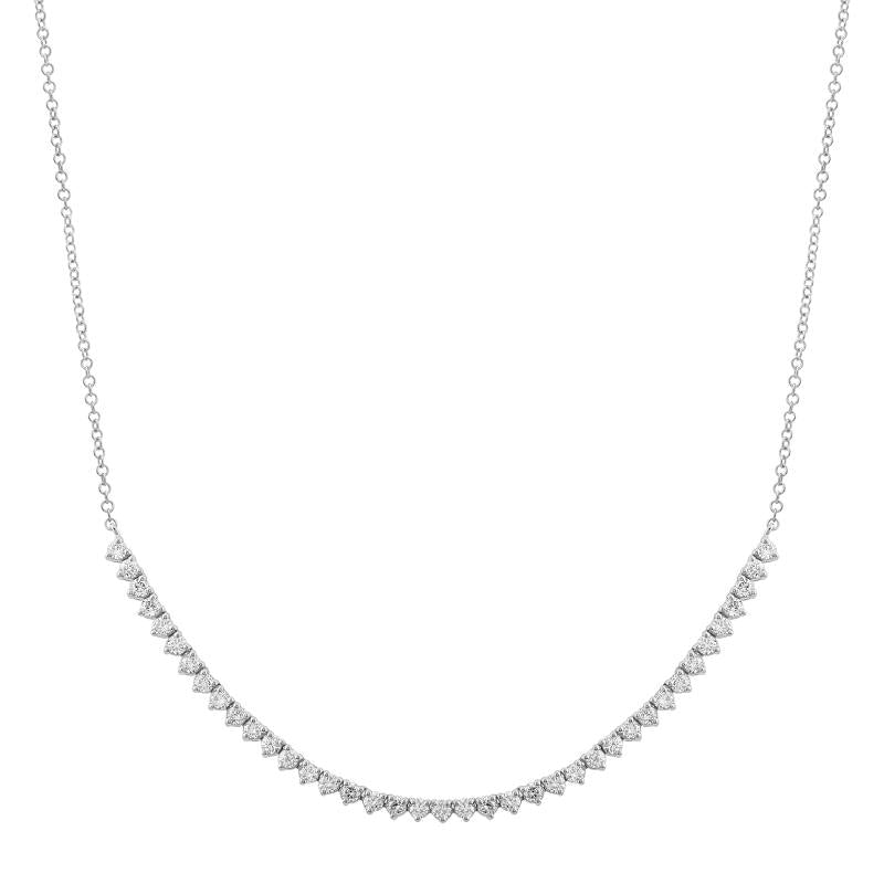 14k Gold 3 Prongs Setting Diamond Tennis Chain Necklace