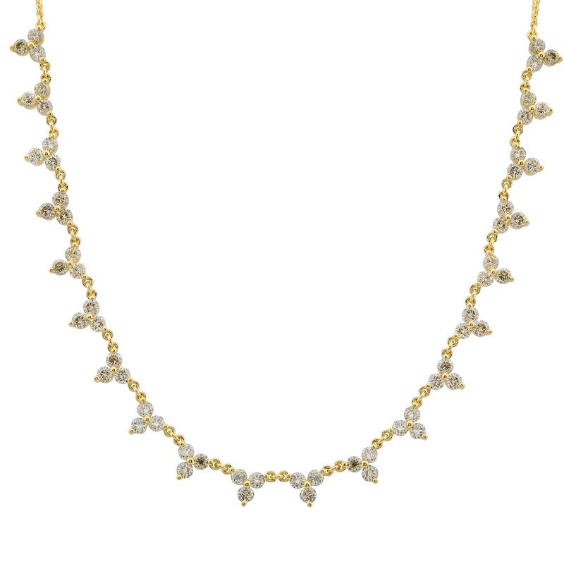14k Yellow Gold Diamond Double Chain Necklace
