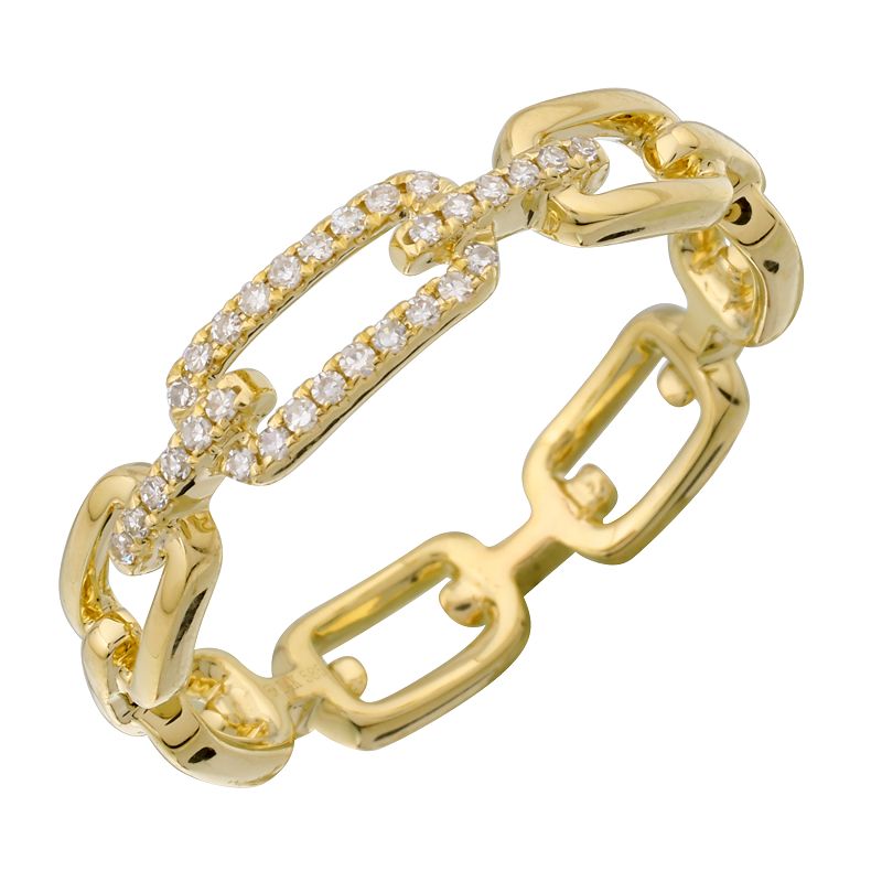14K Yellow Gold Diamond Link Huggie Ring