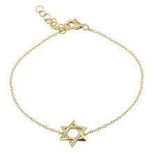 Load image into Gallery viewer, 14K Gold Medium Star of David Diamond Bracelet

