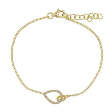 Load image into Gallery viewer, 14K Gold Diamond Open Pear Clasp Bracelet
