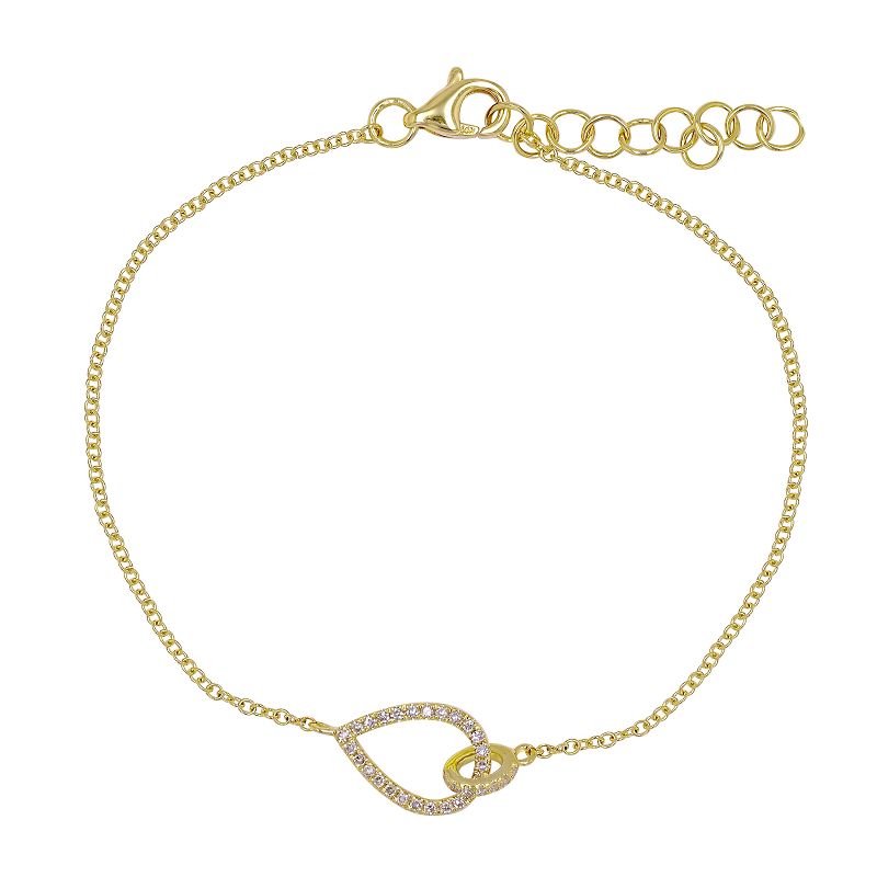 14K Gold Diamond Open Pear Clasp Bracelet