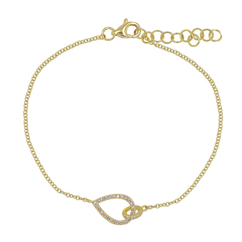 14k Yellow Gold Open Pear Diamond Bracelet