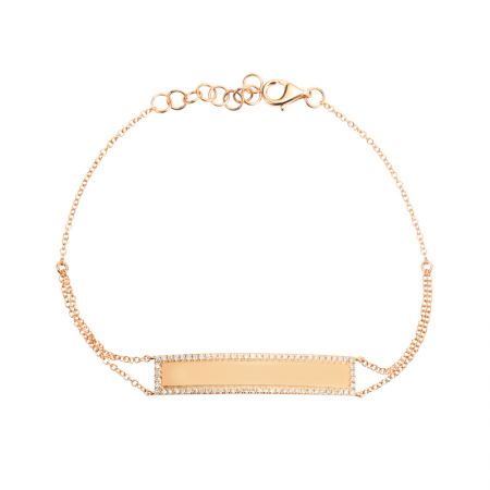 14K Gold Engravable Diamond ID Bracelet