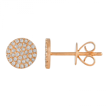 14K Small Gold Circle Diamond Earrings
