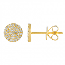 Load image into Gallery viewer, 14K Small Gold Circle Diamond Earrings
