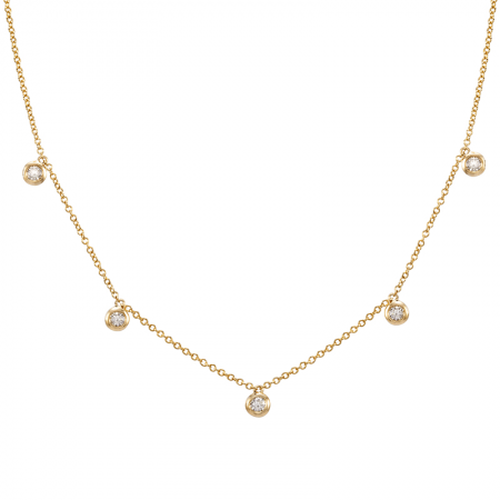 14K Gold Bezel Charms Diamond Necklace
