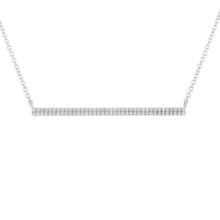 14K Gold Double Diamond Bar Necklace