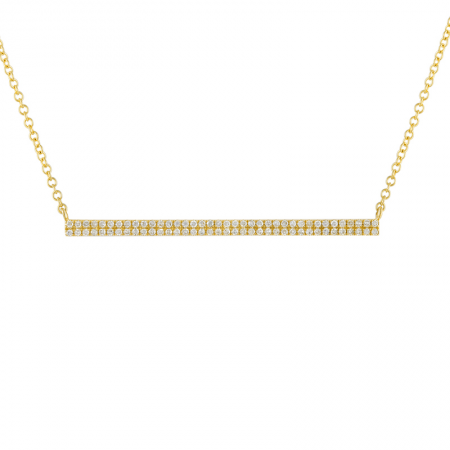 14K Gold Double Diamond Bar Necklace