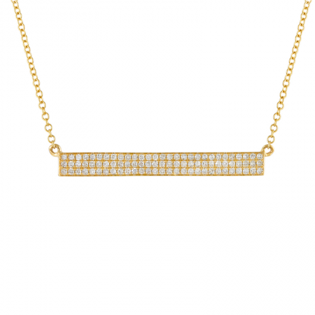14K Gold Tripple Diamond Bar Necklace