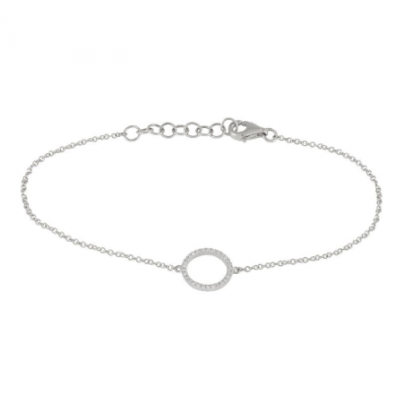 14K Gold Open Circle Diamond Bracelet