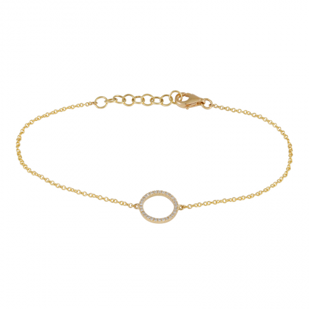 14K Gold Open Circle Diamond Bracelet