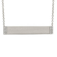 Load image into Gallery viewer, 14k White Gold Diamond Engravable Bar Necklace
