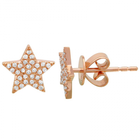 14K Gold Star Diamond Earrings