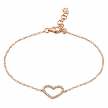 Load image into Gallery viewer, 14K Gold Diamond Open Heart Bracelet
