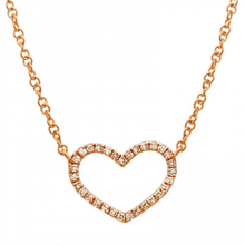 Load image into Gallery viewer, 14K Gold Diamond Open Heart Necklace
