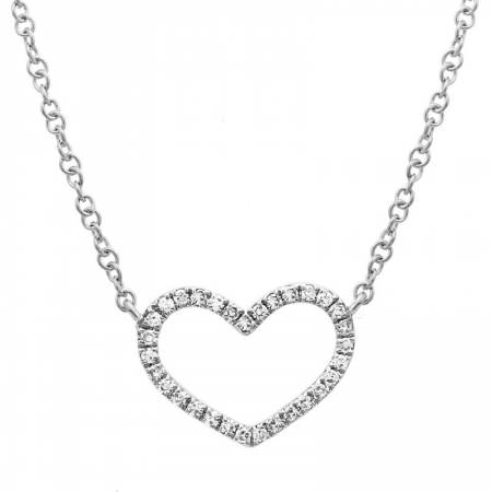 14K Gold Diamond Open Heart Necklace