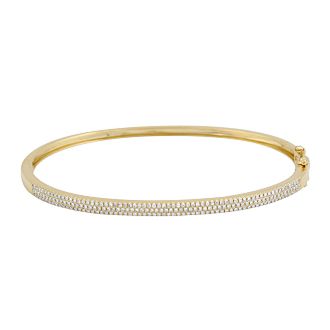 14K Gold 3 Row Diamond Bangle