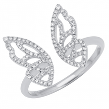 Load image into Gallery viewer, 14K White Gold Open Butterfly Diamond Ring
