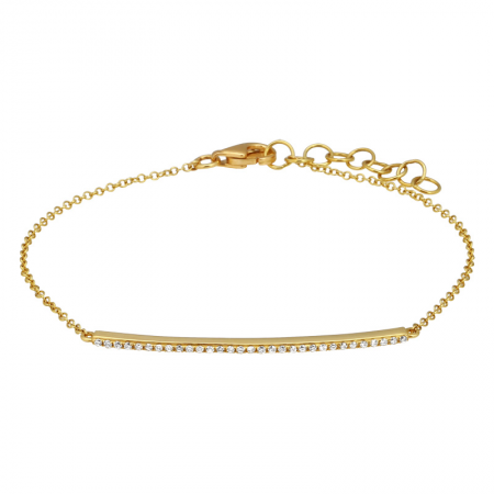 14K Gold Single Diamond Bar Bracelet