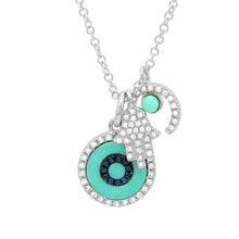 Load image into Gallery viewer, 14K White Gold Diamond Evil Eye Hamsa Charm Necklace
