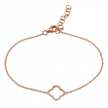 Load image into Gallery viewer, 14K Gold Diamond Open Clover Bracelet
