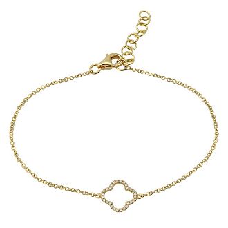 14K Gold Diamond Open Clover Bracelet