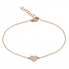 Load image into Gallery viewer, 14K Gold Diamond Heart Bracelet
