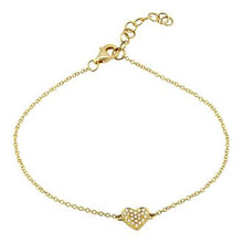 Load image into Gallery viewer, 14K Gold Diamond Heart Bracelet
