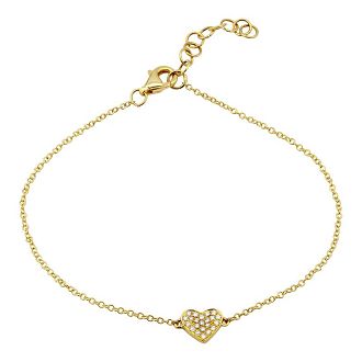 14K Gold Diamond Heart Bracelet