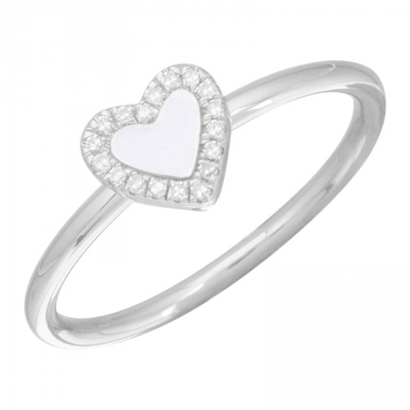 14K Gold Mother Of Pearl Mini Heart Ring