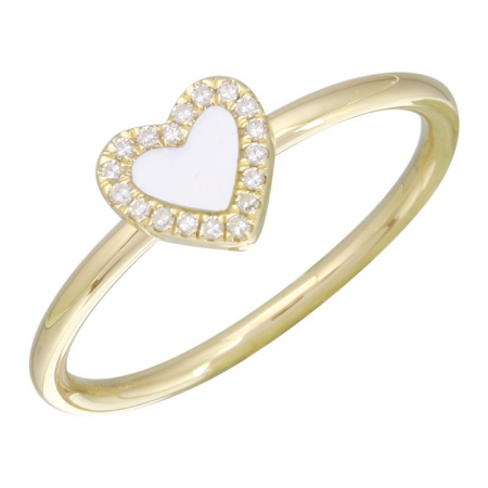 14K Gold Mother Of Pearl Mini Heart Ring