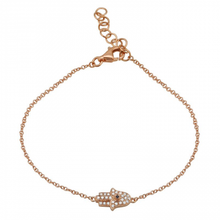 Load image into Gallery viewer, 14K Gold Diamond Hamsa Bracelet
