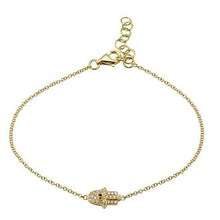 Load image into Gallery viewer, 14K Gold Diamond Hamsa Bracelet
