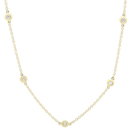 14K Yellow Gold Multi Diamond Bezel Necklace