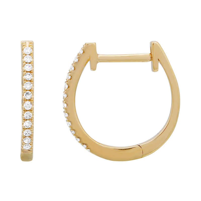 14K Gold Diamond Huggie Earrings