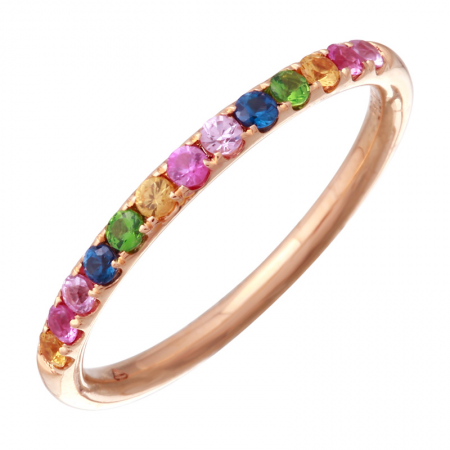 14K Gold Multi Gemstone Eternity Ring