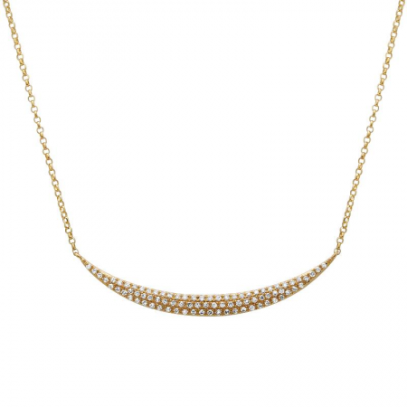 14K Gold Diamond Curved Bar Necklace