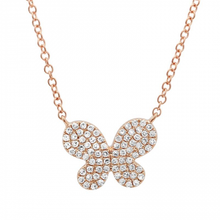 Load image into Gallery viewer, 14K Gold Diamond Butterfly Necklace
